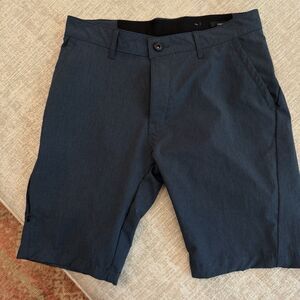 Men's Kenneth Slim Fit Stretch Chino Shorts Flat Front Navy With Side Zip Sz 30